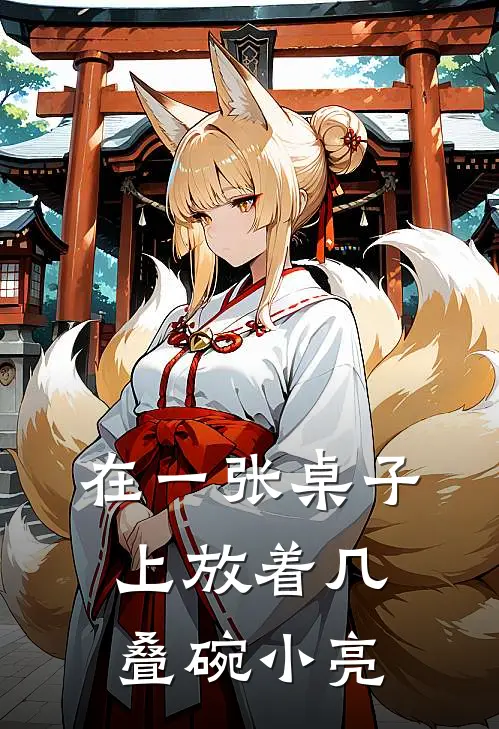 在一张桌子上放着几叠碗 小亮