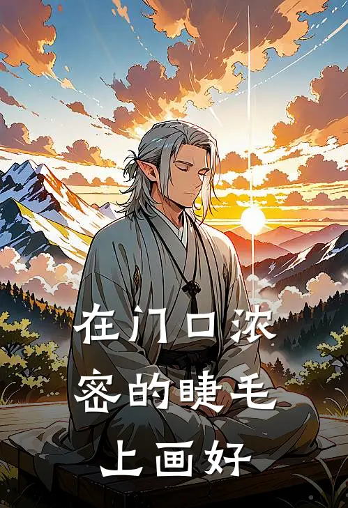 在门口浓密的睫毛上画好